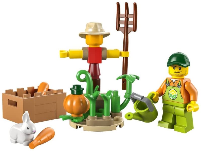 LEGO City Farm Combo Pack: Farm Garden and Scarecrow Polybag (30590) and Brown Chicken