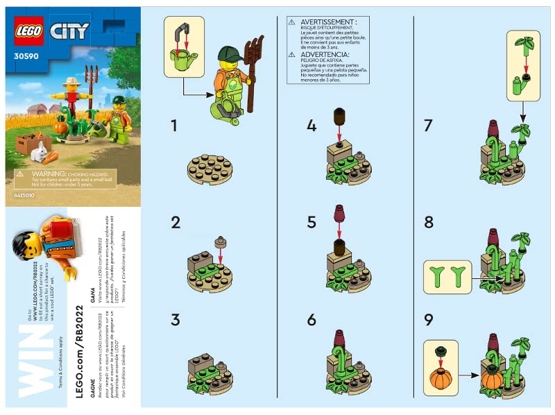 LEGO City Farm Combo Pack: Farm Garden and Scarecrow Polybag (30590) and Brown Chicken